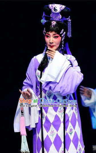 Chinese Sichuan Opera Taoist Nun Garment Costumes and Hair Accessories The Jade Hairpin Traditional Peking Opera Diva Chen Jiaolian Dress Hua Tan Apparels