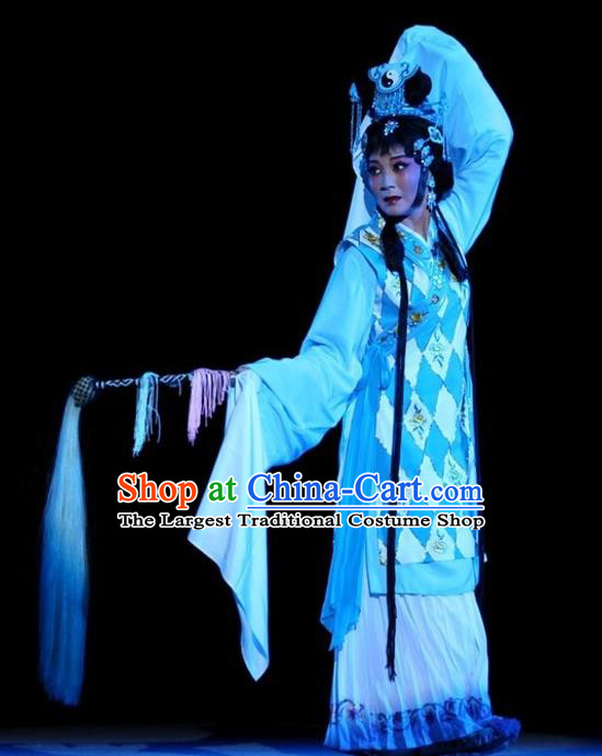 Chinese Sichuan Opera Taoist Nun Miao Chang Garment Costumes and Hair Accessories The Jade Hairpin Traditional Peking Opera Young Female Dress Actress Apparels
