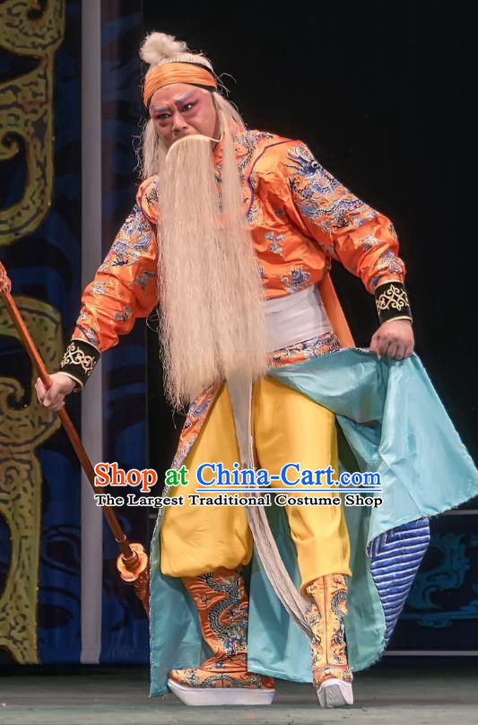 Shuang Ba Lang Chinese Sichuan Opera Elderly Man Apparels Costumes and Headpieces Peking Opera Laosheng Garment General Yang Jiye Clothing