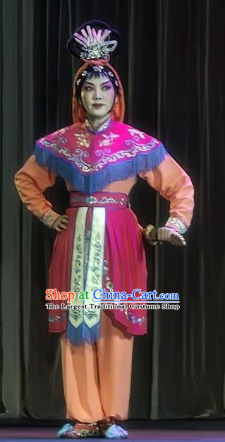 Chinese Sichuan Opera Swordswoman Garment Costumes and Hair Accessories Shuang Ba Lang Traditional Peking Opera Martial Female Dress Apparels