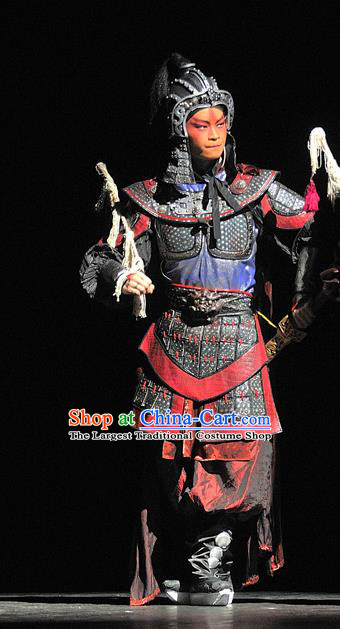 Xi Zhao Qi Shan Chinese Sichuan Opera Soldier Armor Apparels Costumes and Headpieces Peking Opera General Garment Clothing