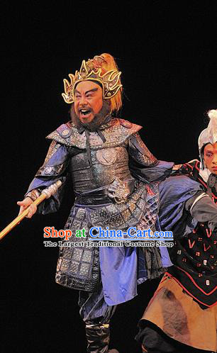 Xi Zhao Qi Shan Chinese Sichuan Opera Martial Male Apparels Costumes and Headpieces Peking Opera General Wei Yan Armor Garment Clothing