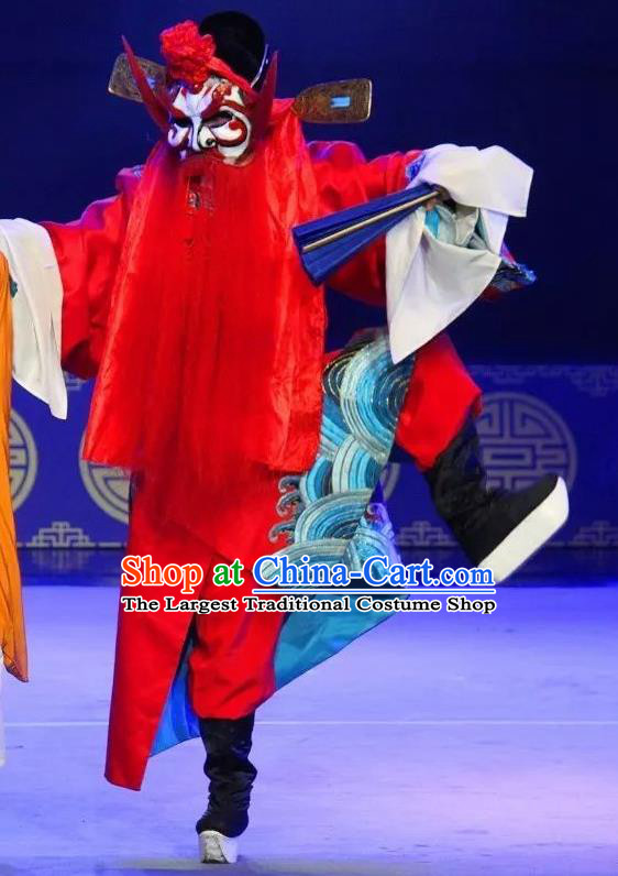 Shuang Tian Guan Chinese Sichuan Opera Martial Man Apparels Costumes and Headpieces Peking Opera Judge God Garment Clothing