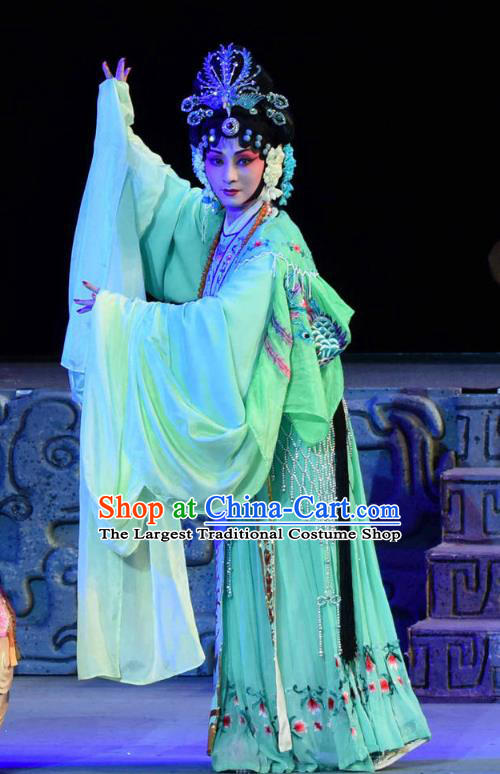 Chinese Sichuan Opera Diva Xi Hui Garment Costumes and Hair Accessories Qing Yun Palace Traditional Peking Opera Rani Dress Noble Female Apparels