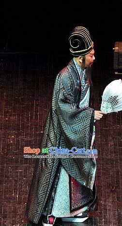Xi Zhao Qi Shan Chinese Sichuan Opera Military Counsellor Zhuge Liang Apparels Costumes and Headpieces Peking Opera Strategist Garment Laosheng Clothing