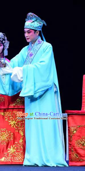 Yu He Qiao Chinese Sichuan Opera Xiaosheng Apparels Costumes and Headpieces Peking Opera Young Male Garment Childe Xuan Dengao Clothing