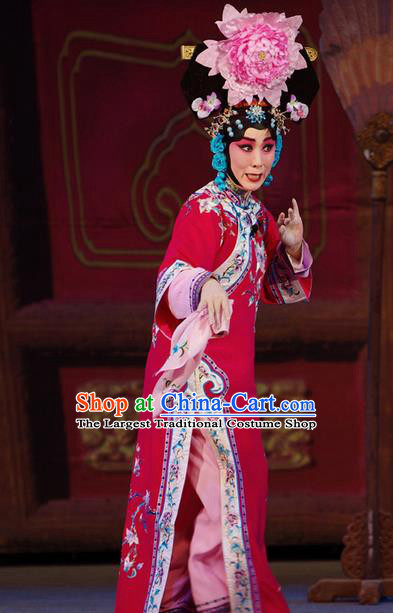 Chinese Beijing Opera Hua Tan Apparels Costumes and Headdress Xiang Jiuxiao Traditional Peking Opera Qing Dynasty Noble Consort Dress Garment