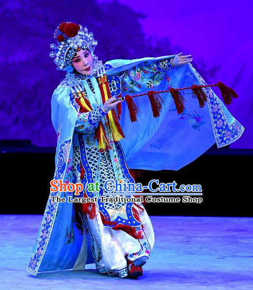 Chinese Beijing Opera Martial Female Apparels Costumes and Headpieces Traditional Peking Opera Mrs Anguo Wudan Liang Hongyu Dress Swordswoman Garment