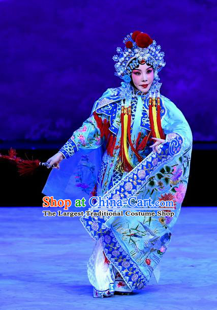 Chinese Beijing Opera Martial Female Apparels Costumes and Headpieces Traditional Peking Opera Mrs Anguo Wudan Liang Hongyu Dress Swordswoman Garment