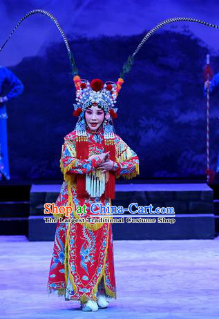 Chinese Beijing Opera Swordsman Apparels Costumes and Headpieces Traditional Peking Opera Mrs Anguo Martial Female Liang Hongyu Dress Armor Garment