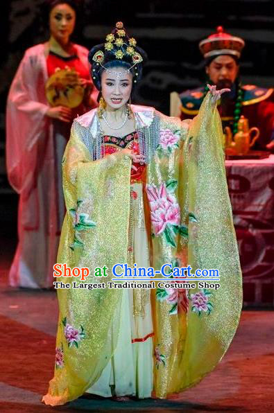 Chinese Sichuan Opera Geisha Garment Costumes and Hair Accessories Scholar of Ba Shan Traditional Peking Opera Actress Ni Chang Dress Apparels