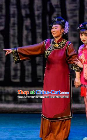 Chinese Sichuan Opera Dame Garment Costumes and Hair Accessories Scholar of Ba Shan Traditional Peking Opera Elderly Female Dress Country Woman Apparels