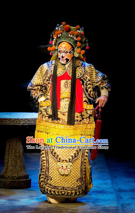 Mrs Anguo Chinese Peking Opera General Garment Costumes and Headwear Beijing Opera Martial Male Armor Apparels Clothing