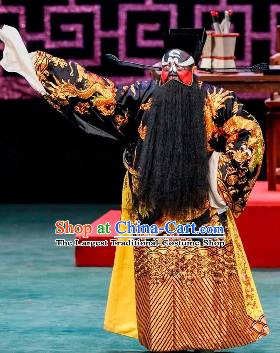 Qin Xianglian Chinese Sichuan Opera Official Bao Zheng Apparels Costumes and Headpieces Peking Opera Elderly Male Garment Painted Role Clothing