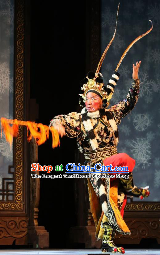 He Zhu Pei Chinese Sichuan Opera Swordsman Apparels Costumes and Headpieces Peking Opera Martial Male Garment Robber Clothing