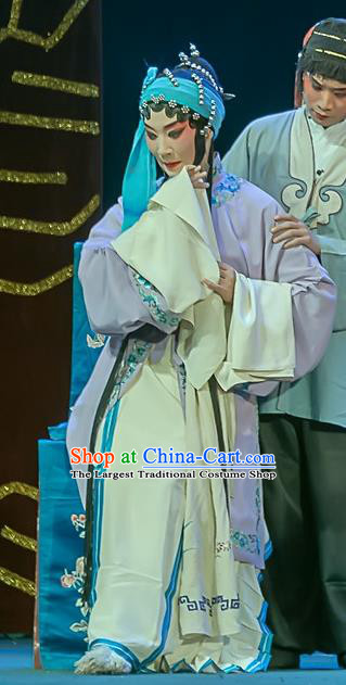 Chinese Sichuan Opera Distress Maiden Garment Costumes and Hair Accessories Xi Guan Ferry Traditional Peking Opera Young Female Dress Tsing Yi Apparels