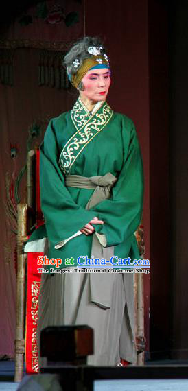 Chinese Sichuan Opera Dame Garment Costumes and Hair Accessories Xi Guan Ferry Traditional Peking Opera Elderly Female Dress Laodan Apparels