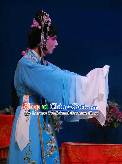 Chinese Sichuan Opera Actress Zhu Yingtai Garment Costumes and Hair Accessories Fang You Traditional Peking Opera Hua Tan Dress Young Lady Apparels