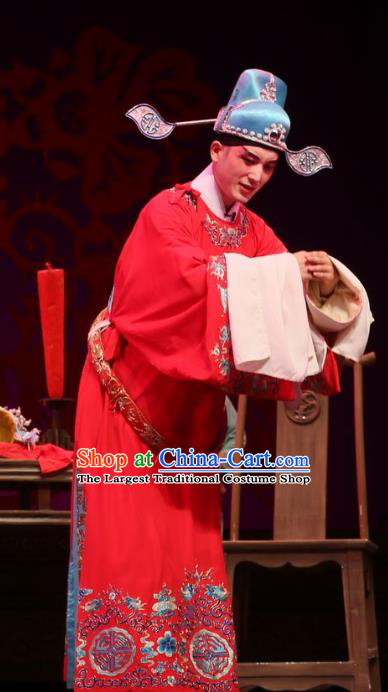 He Zhu Pei Chinese Sichuan Opera Number One Scholar Zhao Peng Apparels Costumes and Headpieces Peking Opera Young Male Garment Niche Clothing