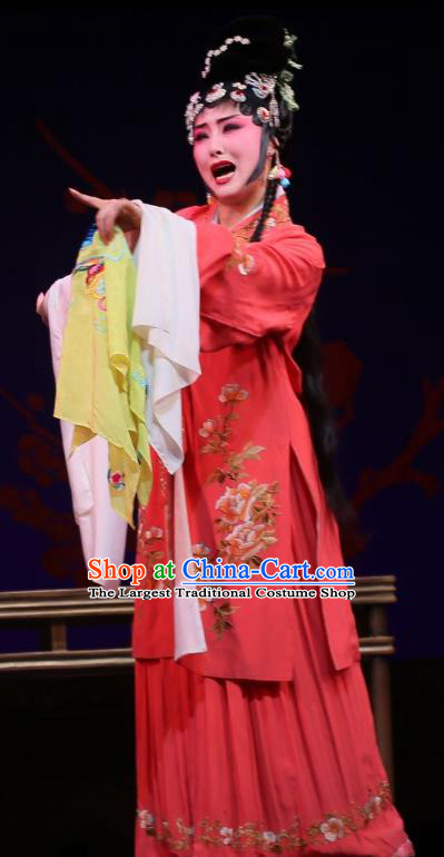 Chinese Sichuan Opera Young Lady Garment Costumes and Hair Accessories He Zhu Pei Traditional Peking Opera Hua Tan Dress Actress Jin Zhenfeng Apparels