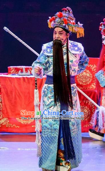 Yuan Men Zhan Zi Chinese Sichuan Opera Marshal Yang Yanzhao Apparels Costumes and Headpieces Peking Opera Elderly Male Garment General Clothing