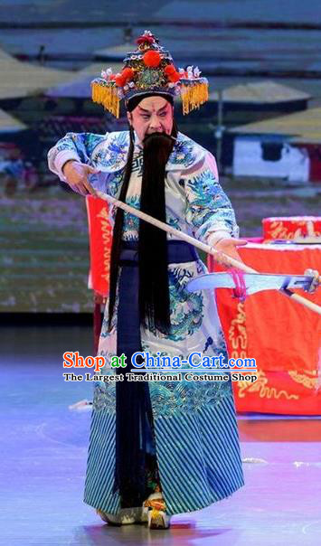 Yuan Men Zhan Zi Chinese Sichuan Opera Marshal Yang Yanzhao Apparels Costumes and Headpieces Peking Opera Elderly Male Garment General Clothing