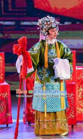 Chinese Sichuan Opera Noble Dame Garment Costumes and Hair Accessories Yuan Men Zhan Zi Traditional Peking Opera Laodan Dress Dowager Countess She Saihua Apparels