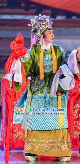Chinese Sichuan Opera Noble Dame Garment Costumes and Hair Accessories Yuan Men Zhan Zi Traditional Peking Opera Laodan Dress Dowager Countess She Saihua Apparels