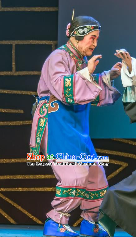 Chinese Sichuan Opera Old Woman Garment Costumes and Hair Accessories Traditional Peking Opera Laodan Dress Elderly Female Apparels