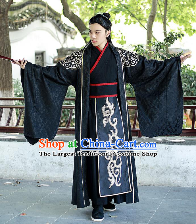 Chinese Han Dynasty Swordsman Historical Costumes Traditional Apparels Ancient Drama Prince Hanfu Clothing for Men