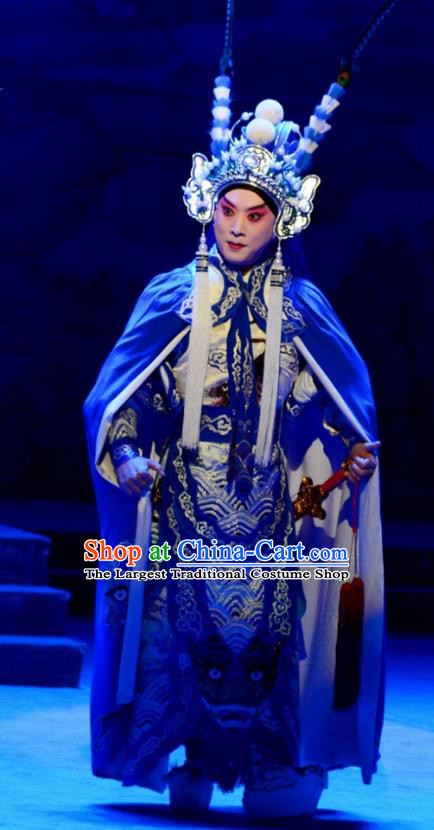 Love Bell Tower Chinese Peking Opera Takefu Garment Costumes and Headwear Beijing Opera Wusheng Apparels Martial Male Clothing