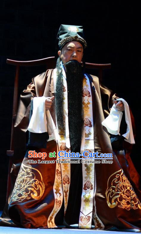 Love Bell Tower Chinese Peking Opera Elderly Male Garment Costumes and Headwear Beijing Opera Laosheng Apparels Shaikh Clothing