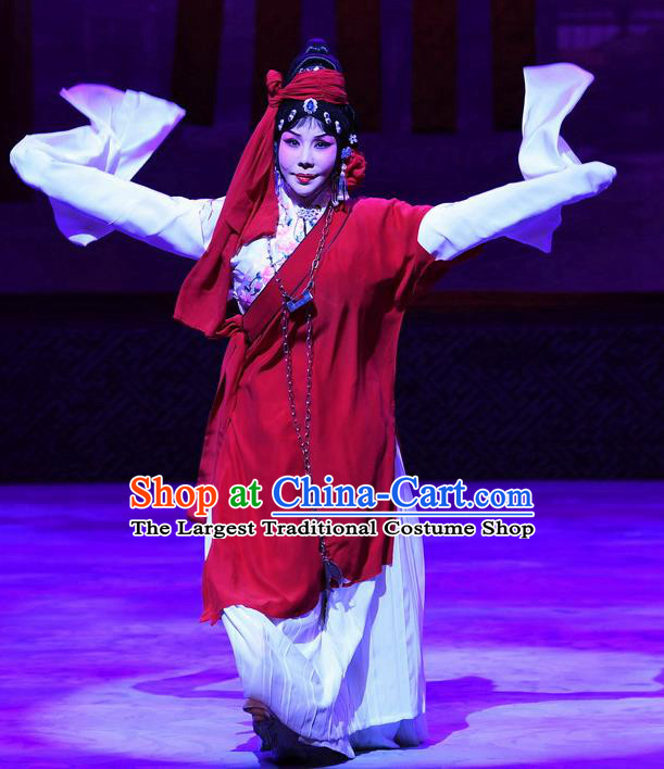 Chinese Beijing Opera Female Prisoner Apparels Costumes and Headpieces Traditional Peking Opera Young Female Dress Diva Zhu Lianxiu Garment