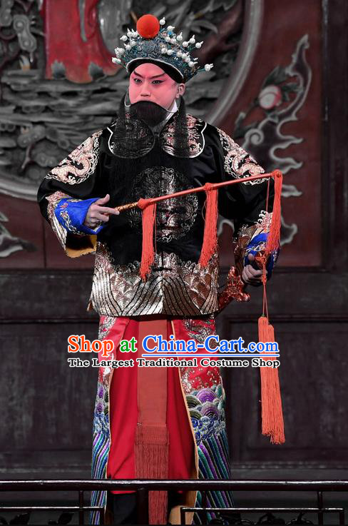 Hong Zong Lie Ma Chinese Peking Opera Martial Male Xue Pinggui Garment Costumes and Headwear Beijing Opera Wusheng Apparels General Clothing