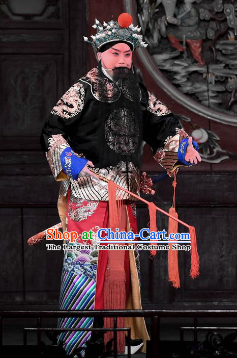 Hong Zong Lie Ma Chinese Peking Opera Martial Male Xue Pinggui Garment Costumes and Headwear Beijing Opera Wusheng Apparels General Clothing