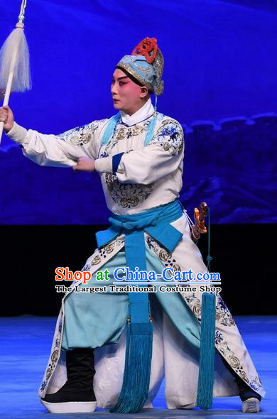 Luo Cheng Chinese Peking Opera Takefu Garment Costumes and Headwear Beijing Opera Martial Male Apparels Swordsman Clothing