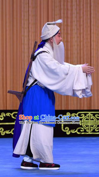Gold Turtle Fishing Chinese Peking Opera Laosheng Garment Costumes and Headwear Beijing Opera Elderly Farmer Apparels Clothing