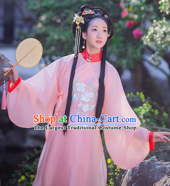 Chinese Ming Dynasty Young Lady Historical Costumes Traditional Ancient Noble Female Hanfu Dress Apparels