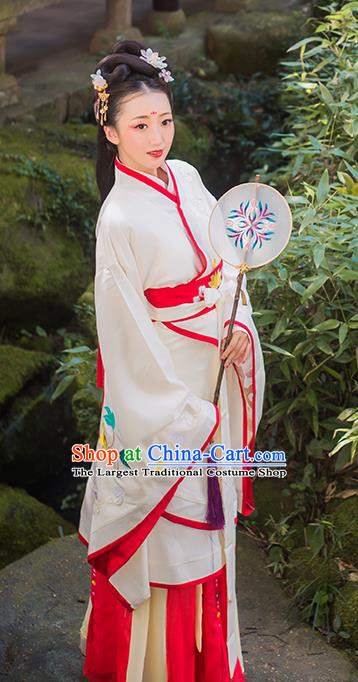 Chinese Han Dynasty Court Princess Apparels Traditional Noble Lady Hanfu Dress Ancient Curving Front Robe Historical Costumes for Women