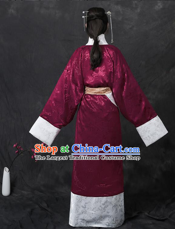 Chinese Han Dynasty Curving Front Robe Traditional Hanfu Dress Ancient Royal Princess Apparels Historical Costumes