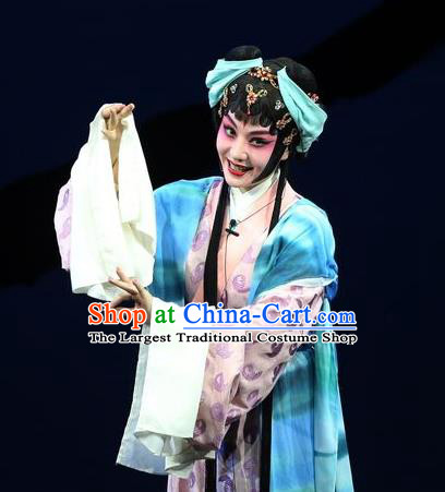 Chinese Beijing Opera Hua Tan Apparels Costumes and Headdress Xin Zhui Traditional Peking Opera Han Dynasty Young Female Dress Garment