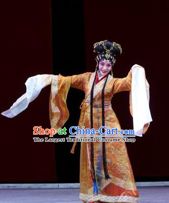 Chinese Beijing Opera Noble Female Apparels Costumes and Headdress Xin Zhui Traditional Peking Opera Han Dynasty Dress Countess Garment