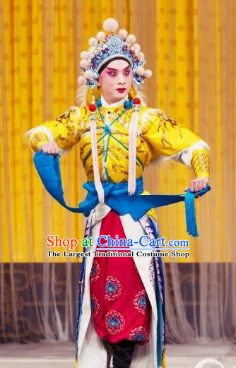 Ya Guan Tower Chinese Peking Opera Young Swordsman Garment Costumes and Headwear Beijing Opera Wusheng Apparels Martial Male Clothing
