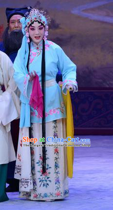 Chinese Beijing Opera Diva Apparels Costumes and Headdress Sister Thirteen Traditional Peking Opera Hua Tan Dress Young Female He Yufeng Garment