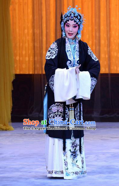 Chinese Beijing Opera Hua Tan Apparels Costumes and Headdress Da Bao Guo Er Jin Gong Traditional Peking Opera Actress Li Yanfei Dress Garment