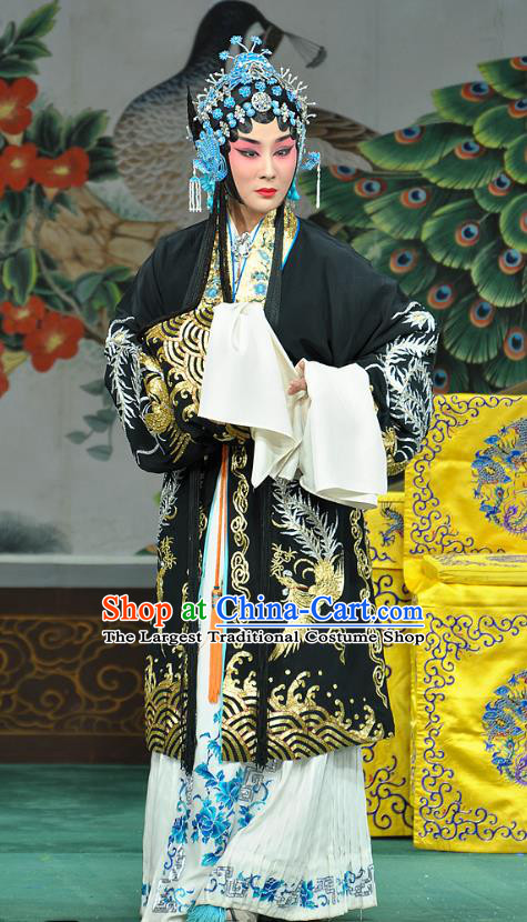 Chinese Beijing Opera Tsing Yi Li Yanfei Apparels Costumes and Headdress Da Bao Guo Er Jin Gong Traditional Peking Opera Noble Consort Dress Diva Garment
