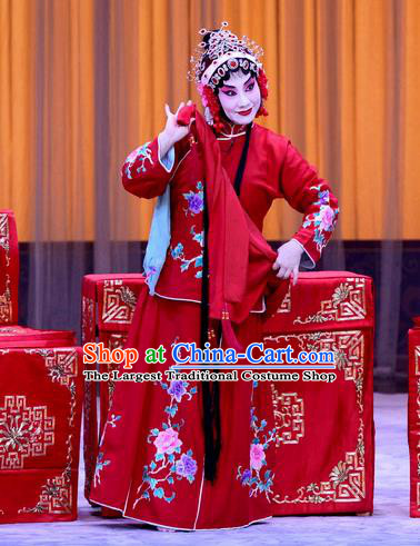 Chinese Beijing Opera Diva Apparels Costumes and Headdress Da Ying Jie Lie Traditional Peking Opera Hua Tan Red Dress Actress Chen Wenxiu Garment