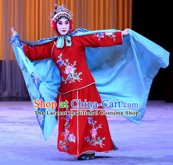 Chinese Beijing Opera Diva Apparels Costumes and Headdress Da Ying Jie Lie Traditional Peking Opera Hua Tan Red Dress Actress Chen Wenxiu Garment