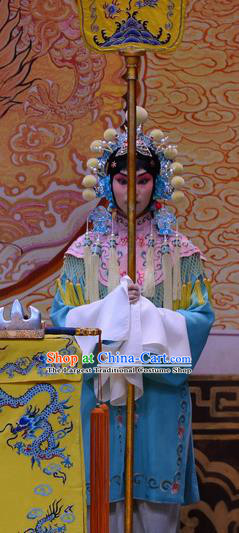 Chinese Beijing Opera Court Maid Apparels Costumes and Headdress Da Bao Guo Er Jin Gong Traditional Peking Opera Xiaodan Dress Garment