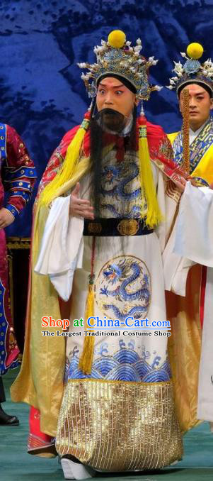 Tai Zhen Wai Zhuan Chinese Peking Opera Laosheng Li Longji Garment Costumes and Headwear Beijing Opera Elderly Male Emperor Xuanzong Apparels Clothing